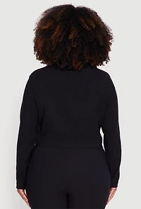 Womens Plus Size Hyper Stretch Zip Front Cropped Jacket, Black, Size 1X