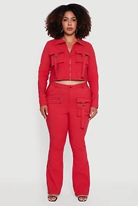 Plus Hyper Stretch Zip Front Cropped Jacket