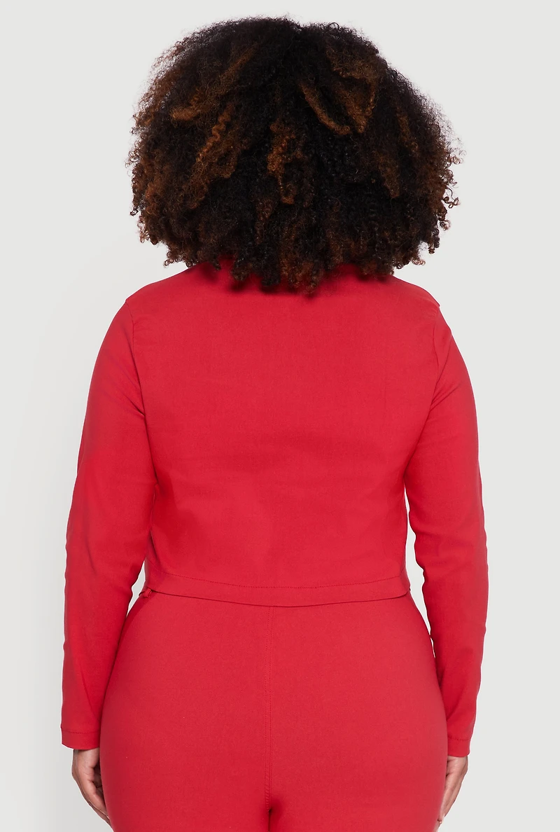 Plus Hyper Stretch Zip Front Cropped Jacket