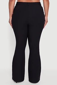 Womens Plus Size Zip Detail Flare Leg Pants with Cargo Pocket, Black, Size 3X