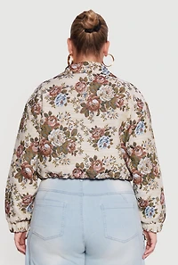 Plus Tapestry Jacquard Cropped Jacket