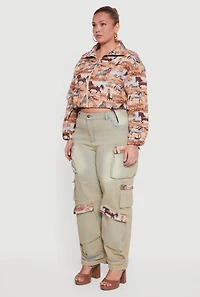 Plus Tapestry Jacquard Cropped Jacket