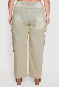 Plus Tapestry Jacquard Trim Cargo Pocket Jeans