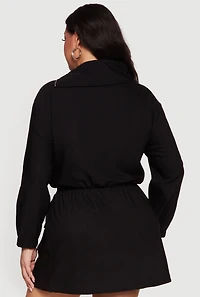 Plus Hunter Camo Zip Front Drawstring Hem Jacket