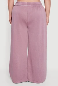 Plus Mineral Wash Drawstring Waist Wide Leg Sweatpants