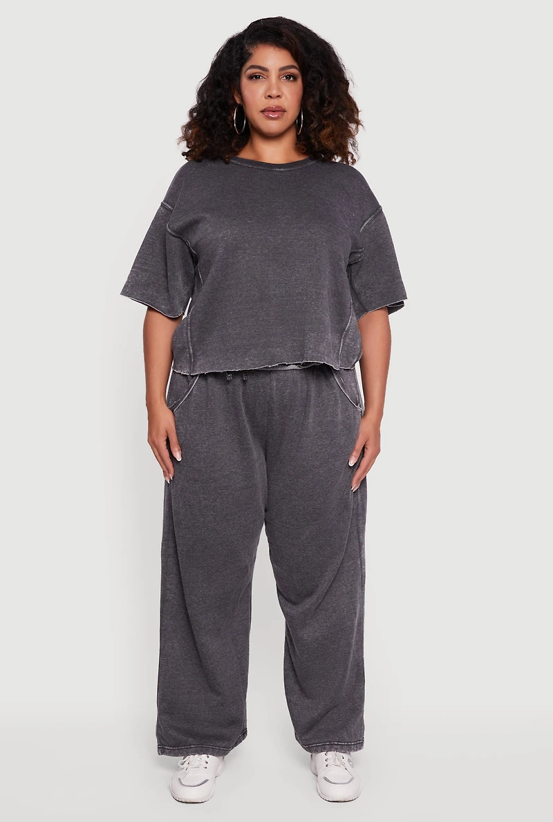 Plus Mineral Wash Fleece Pintuck Tee