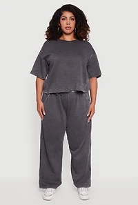 Plus Mineral Wash Fleece Pintuck Tee