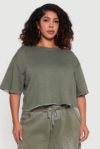 Plus Mineral Wash Fleece Pintuck Tee