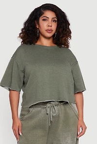 Plus Mineral Wash Fleece Pintuck Tee