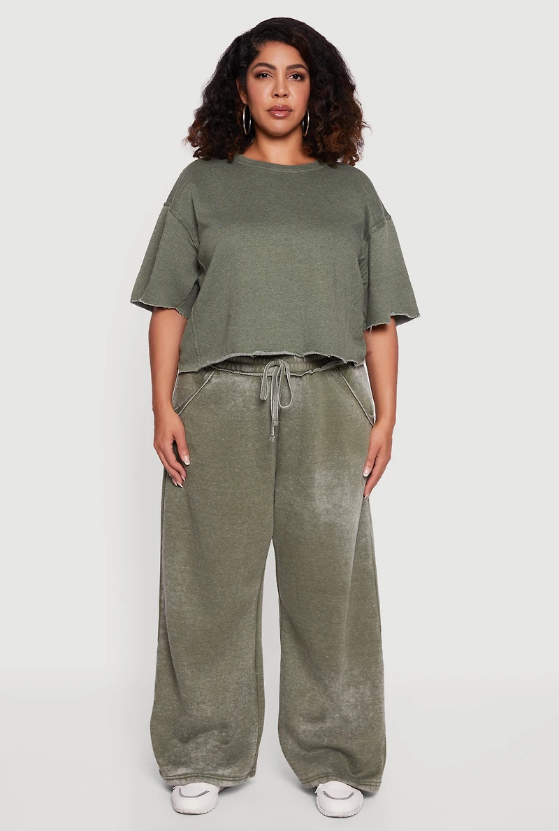 Plus Mineral Wash Fleece Pintuck Tee
