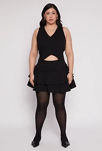 Plus High Waist Tiered Skort