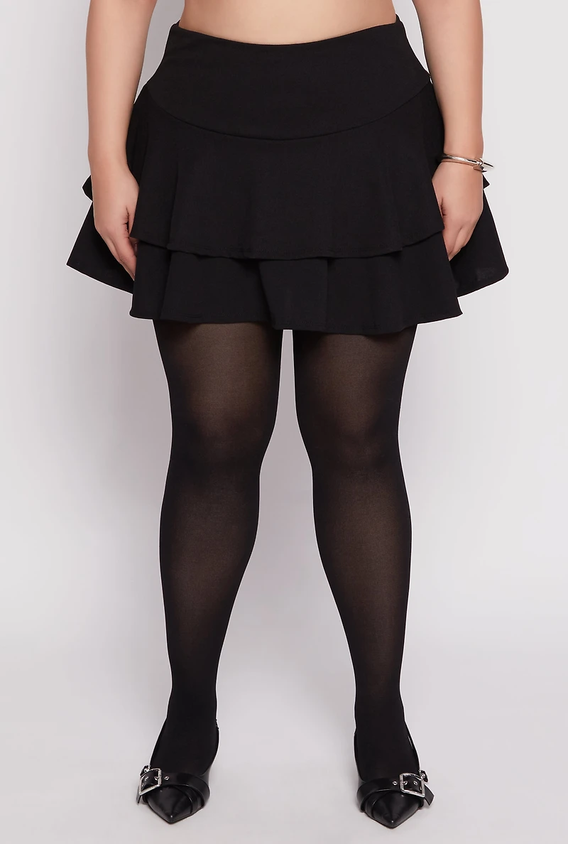 Plus High Waist Tiered Skort