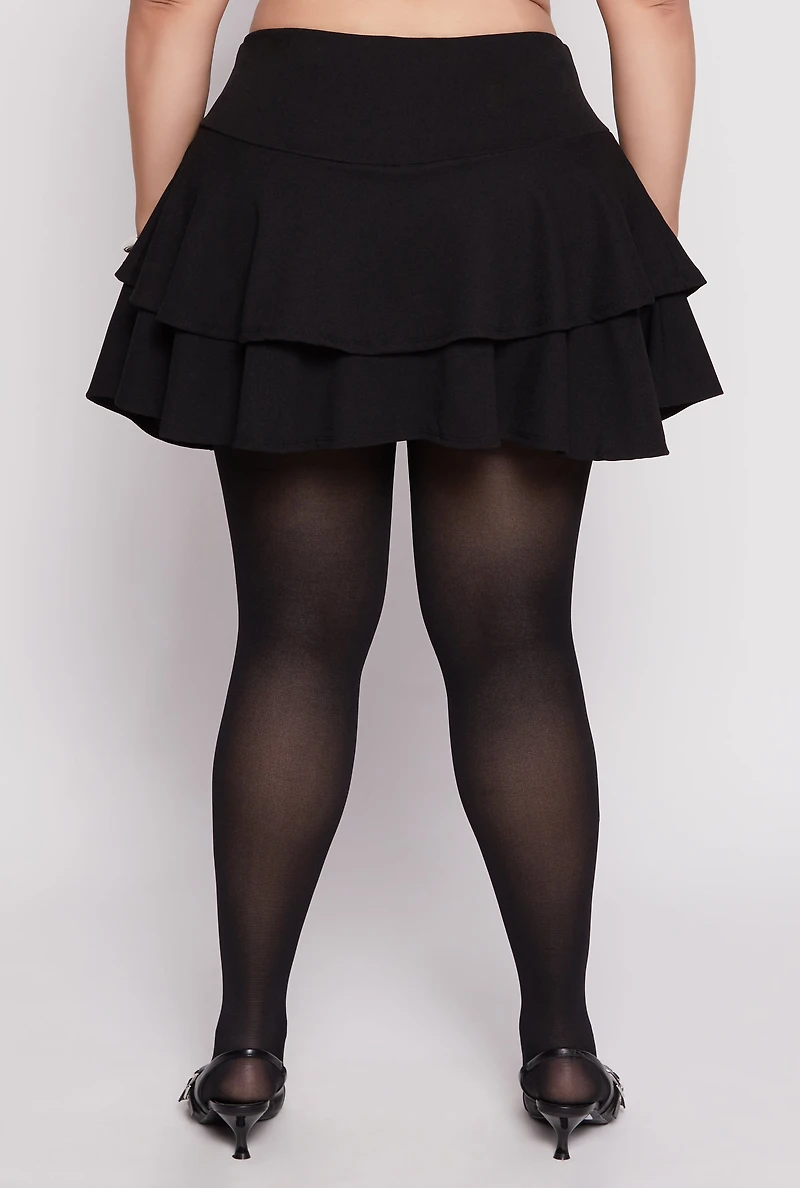 Plus High Waist Tiered Skort
