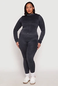 Plus Seamless Acid Wash Compression Rib Leggings