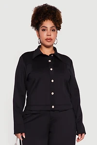 Plus Scuba Button Front Shacket