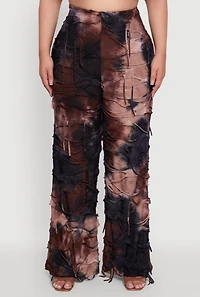 Womens Plus Tie Dye Slashed Flare Pants,