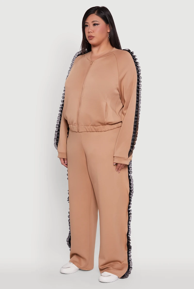 Plus Organza Ruffle Trim Track Jacket
