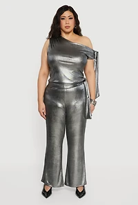 Plus Side Tie High Waisted Pull On Pants