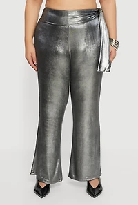 Plus Side Tie High Waisted Pull On Pants