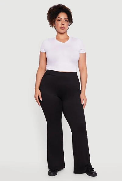 Plus Soft Knit Pull On Flare Leg Pants