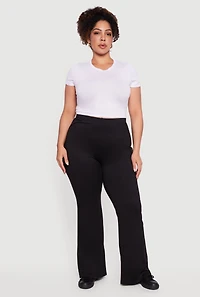 Plus Soft Knit Pull On Flare Leg Pants