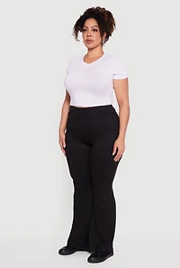 Plus Soft Knit Pull On Flare Leg Pants