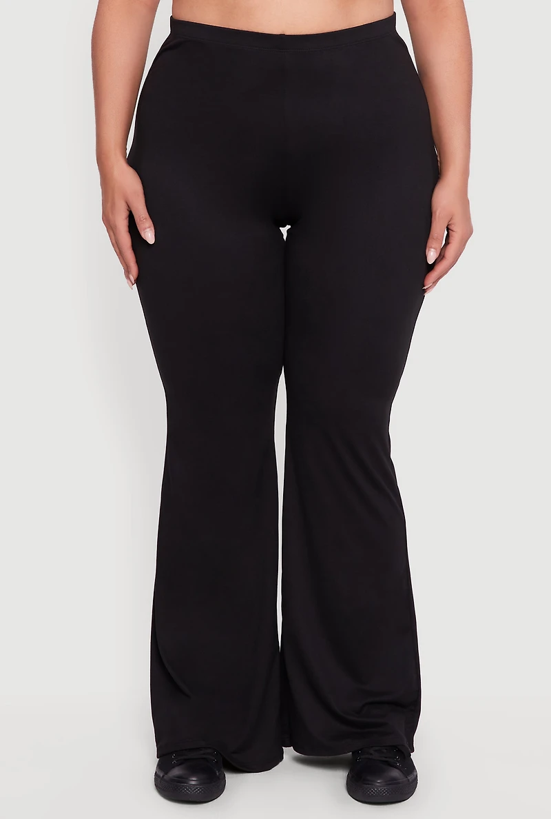 Plus Soft Knit Pull On Flare Leg Pants