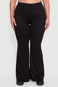 Plus Soft Knit Pull On Flare Leg Pants