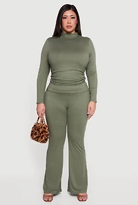 Plus Soft Knit Pull On Flare Leg Pants