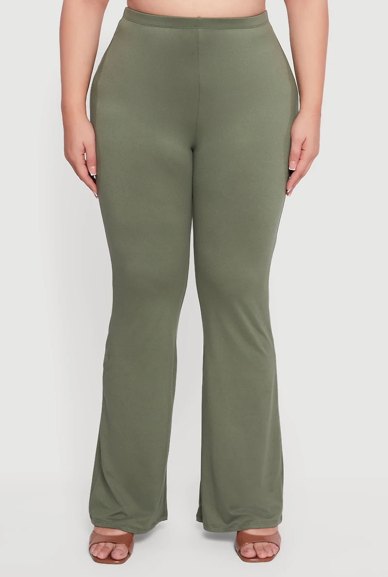 Plus Soft Knit Pull On Flare Leg Pants