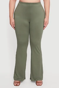 Plus Soft Knit Pull On Flare Leg Pants