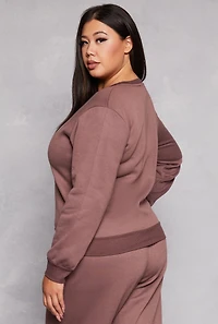 Plus Crew Neck Pullover Sweatshirt