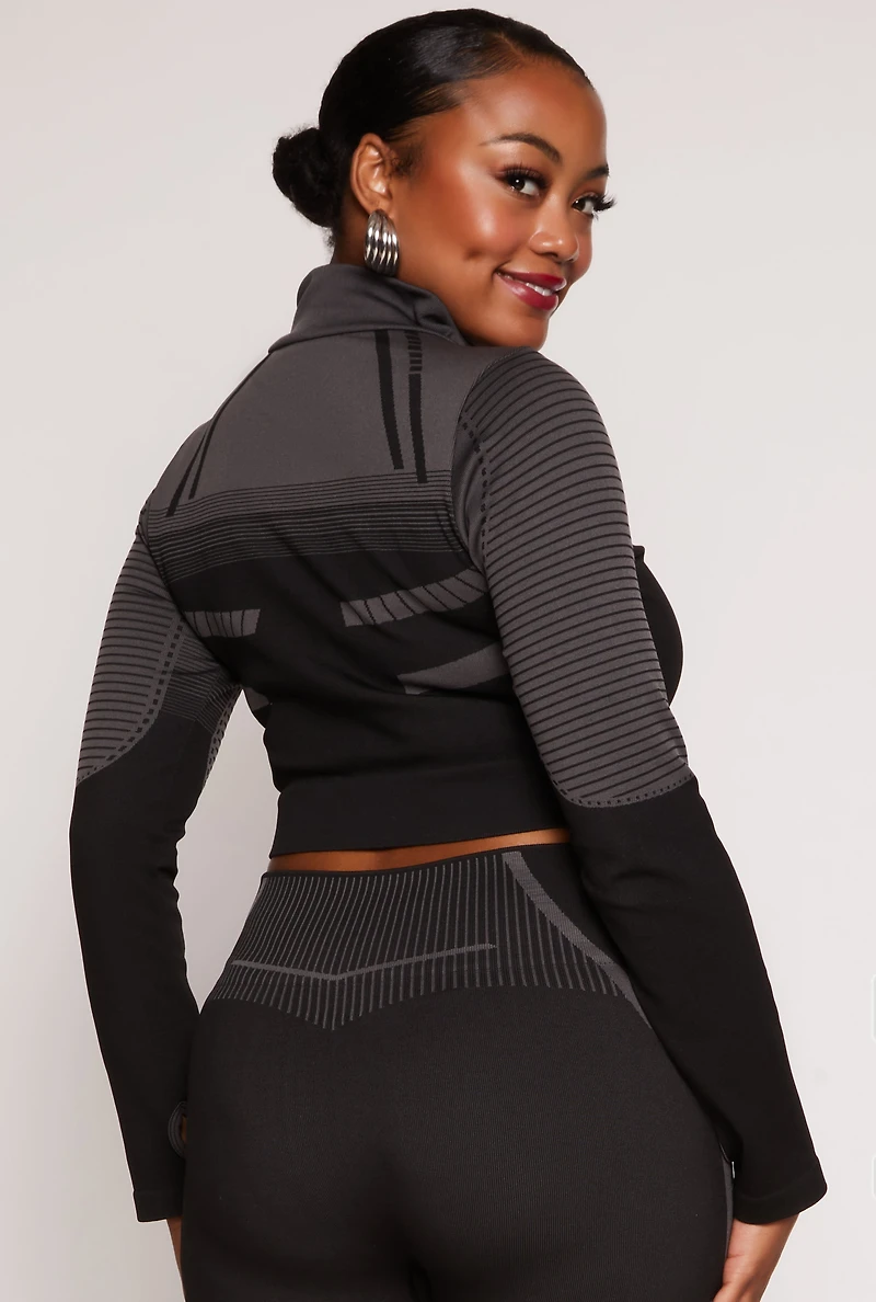 Plus Seamless Printed Cropped Track Jacket