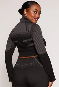 Plus Seamless Printed Cropped Track Jacket