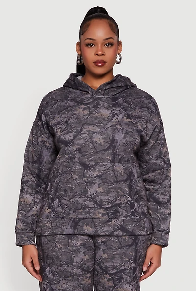 Plus Hunter Camo Fleece Pullover Hoodie