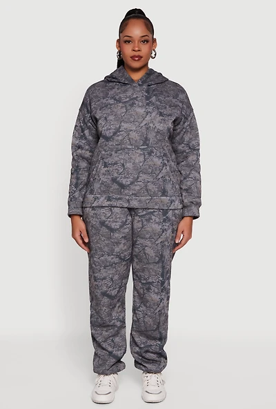 Womens Plus Size High Waisted Hunter Camo Fleece Sweatpants, Grey, Size 1X