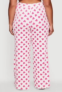 Womens Plus Size Velour Heart Print Drawstring Waist Sweatpants, Multi, Size 3X