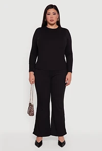 Plus Ribbed Knit Long Sleeve Top