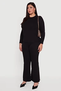 Plus Ribbed Knit Long Sleeve Top
