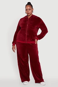 Plus Velour High Waisted Wide Leg Sweatpants