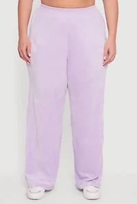 Womens Plus Size Velour High Waisted Wide Leg Sweatpants, Purple, Size 2X