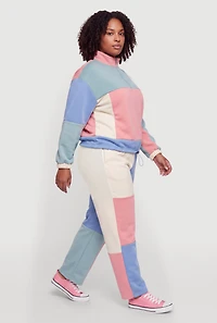 Plus Color Blocked Quarter Zip Sweatshirt