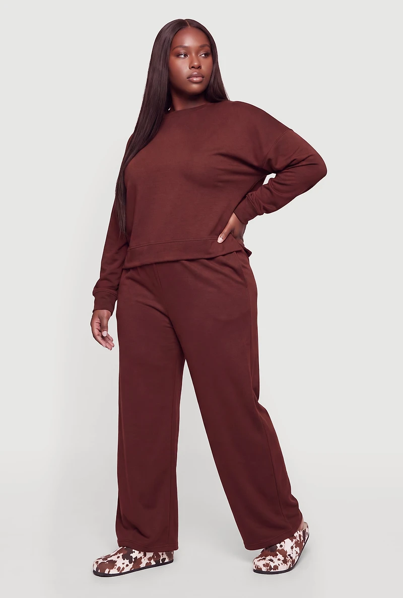 Plus Drop Shoulder Pull Over Sweatshirt