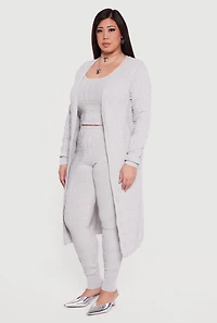 Plus Greek Key Long Sleeve Open Front Duster