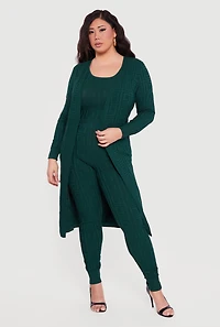 Plus Greek Key Long Sleeve Open Front Duster