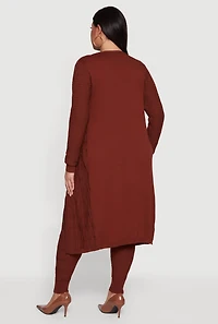 Plus Greek Key Long Sleeve Open Front Duster