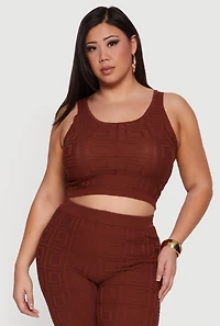 Plus Greek Key Knit Sleeveless Top