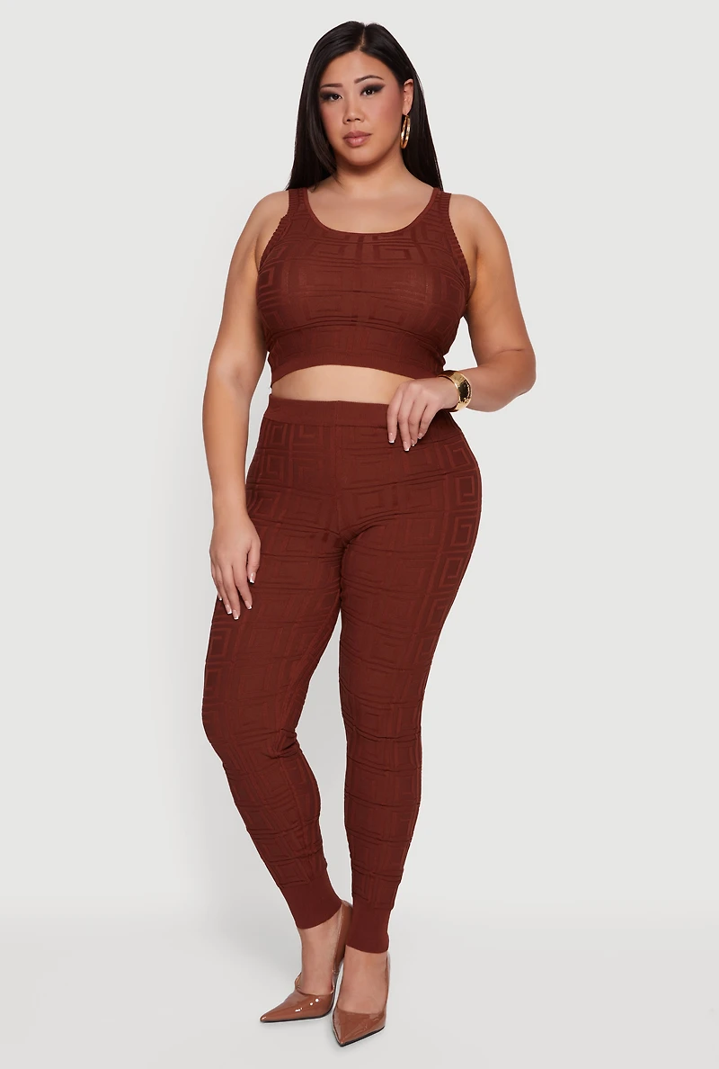 Plus Greek Key Knit Sleeveless Top