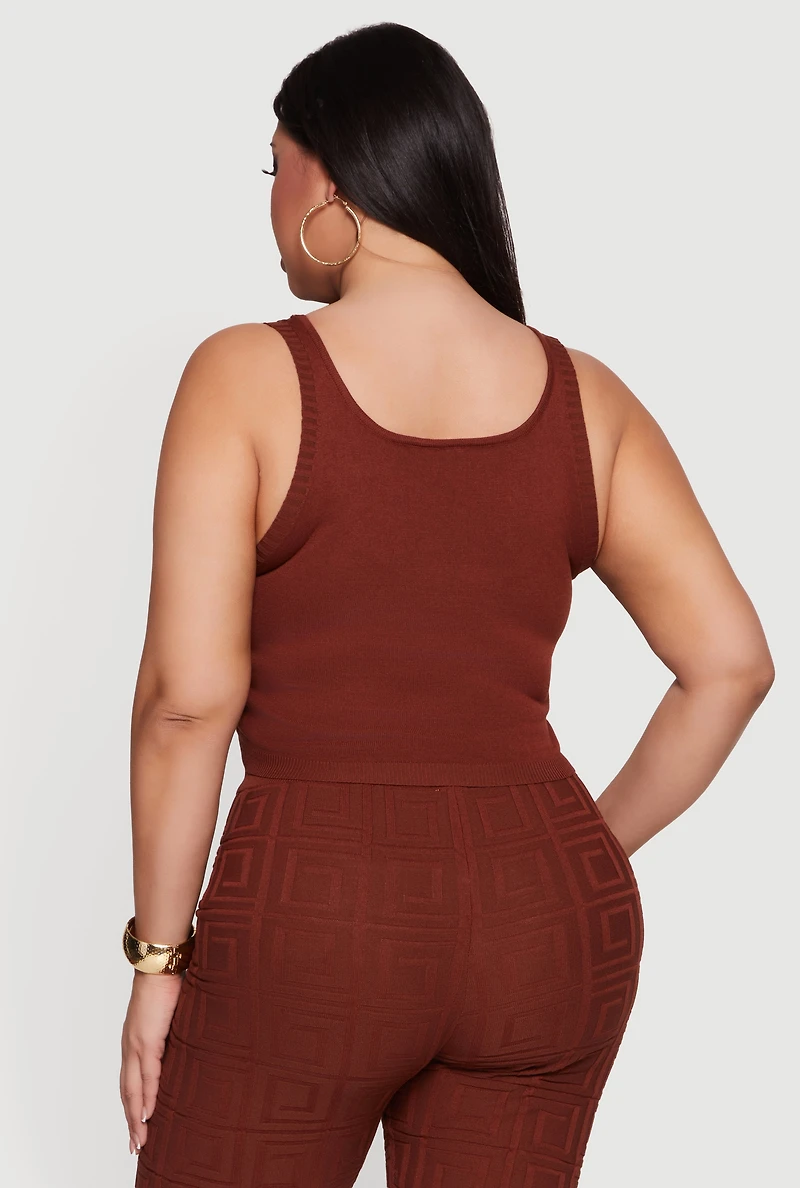 Plus Greek Key Knit Sleeveless Top