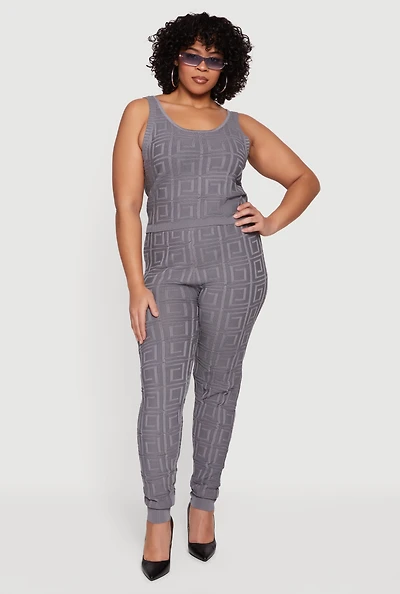 Plus High Waisted Greek Key Knit Leggings